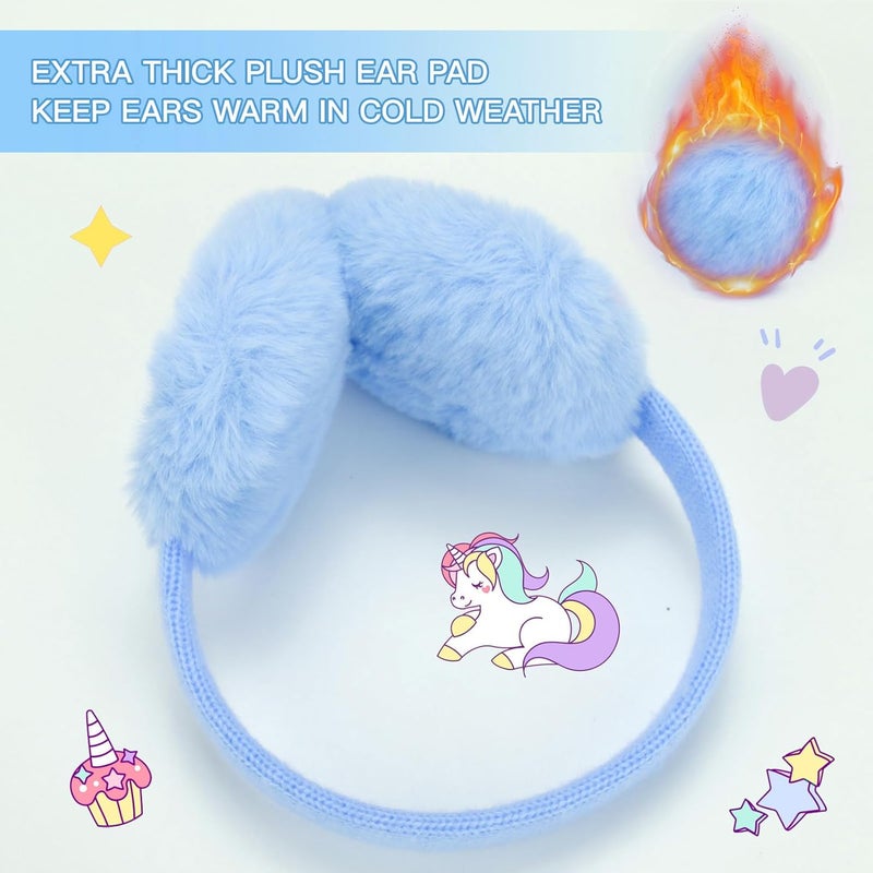 ACTLATI Kids Knit Unicorn Earmuffs and Gloves Set Girls Plush Ear Muffs Winter Outdoor Ear Warmers and Mittens Set - Image 5
